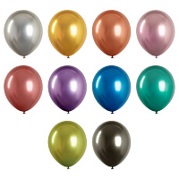 Воздушные шары, 100шт., М12/30см, MESHU, хром, ассорти