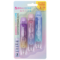 Корректирующая лента двусторонняя BRAUBERG GRADE PASTEL, 5 мм x 10 м, КОМПЛЕКТ 3 штук, 273026 фото Корректирующая лента двусторонняя BRAUBERG GRADE PASTEL, 5 мм x 10 м, КОМПЛЕКТ 3 штук, 273026