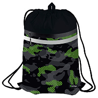 Мешок для обуви 1 отделение Berlingo "Black and green", 340*460мм, вентиляционная сеточка, светоотражающая лента, карман на молнии фото Мешок для обуви 1 отделение Berlingo "Black and green", 340*460мм, вентиляционная сеточка, светоотражающая лента, карман на молнии