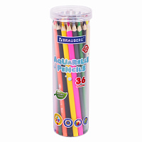 Карандаши цветные акварельные BRAUBERG PREMIUM AQUARELLE 36 цветов в тубе, трехгранные, утолщенный грифель 4 мм, натуральное дерево,181933 фото Карандаши цветные акварельные BRAUBERG PREMIUM AQUARELLE 36 цветов в тубе, трехгранные, утолщенный грифель 4 мм, натуральное дерево,181933