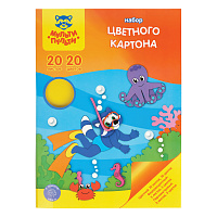 Картон цветной А4, Мульти-Пульти, 20л., 20цв. мел., перлам., флуоресцентный, в папке, "Приключения Енота фото Картон цветной А4, Мульти-Пульти, 20л., 20цв. мел., перлам., флуоресцентный, в папке, "Приключения Енота