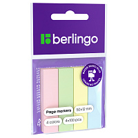 Флажки-закладки Berlingo 12*50мм, 100л*4 пастельных цвета, европодвес фото Флажки-закладки Berlingo 12*50мм, 100л*4 пастельных цвета, европодвес