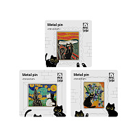 Набор металлических значков MESHU "Cats and art", эмаль, 3шт, картонная подложка, европодвес фото Набор металлических значков MESHU "Cats and art", эмаль, 3шт, картонная подложка, европодвес