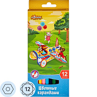 Карандаши цветные №1 School Шустрики 12 карандашей 12 цветов шестигранные