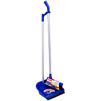 Совок для мусора OfficeClean Professional со щеткой-сметкой, алюм.ручка 70см, пластик, резин. кромка фото Совок для мусора OfficeClean Professional со щеткой-сметкой, алюм.ручка 70см, пластик, резин. кромка