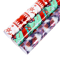 Бумага упаковочная новогодняя НАБОР 3 шт. "HoHo XMAS", С ЭФФЕКТАМИ, 70х100 см, ЗОЛОТАЯ СКАЗКА, 592191 фото Бумага упаковочная новогодняя НАБОР 3 шт. "HoHo XMAS", С ЭФФЕКТАМИ, 70х100 см, ЗОЛОТАЯ СКАЗКА, 592191