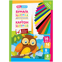 Набор А4 цв. немел. картона, 8л., 8цв. и цв. двустор. газет. бумаги, 16л., 16цв., ArtSpace, на склейке фото Набор А4 цв. немел. картона, 8л., 8цв. и цв. двустор. газет. бумаги, 16л., 16цв., ArtSpace, на склейке