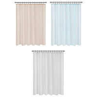 Шторка для ванной PEVA, 180х180 см, кольца в комплекте, 3 цвета ассорти (белый, голубой, коричневый), WBZ (ВБЗ), 700067