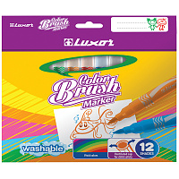 Фломастеры с кистевым пишущим узлом Luxor "Color Brush", 12цв., смываемые, картон, европодвес фото Фломастеры с кистевым пишущим узлом Luxor "Color Brush", 12цв., смываемые, картон, европодвес
