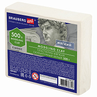 Пластилин скульптурный BRAUBERG ART CLASSIC, белый, 0,5 кг, мягкий, 106518 фото Пластилин скульптурный BRAUBERG ART CLASSIC, белый, 0,5 кг, мягкий, 106518