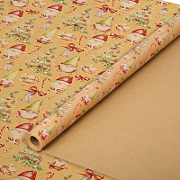 Бумага упаковочная крафт BIG SIZE новогодняя "XMAS Gnomes", 0,7х10 м, ЗОЛОТАЯ СКАЗКА, 592193 фото Бумага упаковочная крафт BIG SIZE новогодняя "XMAS Gnomes", 0,7х10 м, ЗОЛОТАЯ СКАЗКА, 592193