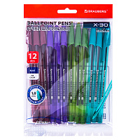 Ручки шариковые BRAUBERG X-30 COLOR MIX, КОМПЛЕКТ 12 ШТ., СИНИЕ, пишущий узел 1 мм, линия письма 0,5 мм, 144336 фото Ручки шариковые BRAUBERG X-30 COLOR MIX, КОМПЛЕКТ 12 ШТ., СИНИЕ, пишущий узел 1 мм, линия письма 0,5 мм, 144336