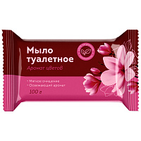 Мыло туалетное OfficeClean "Аромат цветов", флоу-пак, 100г. фото Мыло туалетное OfficeClean "Аромат цветов", флоу-пак, 100г.