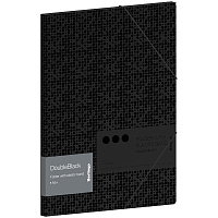 Папка для тетрадей на резинке Berlingo "DoubleBlack" А5+, 600мкм, черная, с рисунком фото Папка для тетрадей на резинке Berlingo "DoubleBlack" А5+, 600мкм, черная, с рисунком