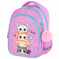 Рюкзак BRAUBERG OPTIMA, 2 отделения, с брелоком, "Funny kittens", 36х27х18 см, 273156 фото Рюкзак BRAUBERG OPTIMA, 2 отделения, с брелоком, "Funny kittens", 36х27х18 см, 273156