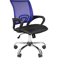 Кресло офисное Easy Chair 304 хром синее/черное (сетка/ткань, металл) фото Кресло офисное Easy Chair 304 хром синее/черное (сетка/ткань, металл)