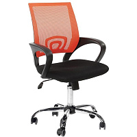 Кресло офисное Easy Chair 304 хром оранжевое/черное (сетка/ткань, металл) фото Кресло офисное Easy Chair 304 хром оранжевое/черное (сетка/ткань, металл)