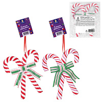 Украшение елочное (1 шт.) "Карамельная трость" 12х10 см, полимерная глина, ассорти 2 дизайна, ЗОЛОТАЯ СКАЗКА, 592411