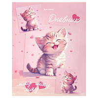 Дневник 1-4 класс 48 л., твердый, BRAUBERG, выборочный лак, с подсказом, "Миленький котёнок", 107594