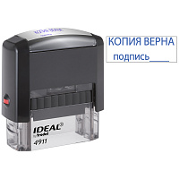 Штамп стандартный "КОПИЯ ВЕРНА, подпись", оттиск 38х14 мм, синий, TRODAT IDEAL 4911 DB-3.42, 161490 фото Штамп стандартный "КОПИЯ ВЕРНА, подпись", оттиск 38х14 мм, синий, TRODAT IDEAL 4911 DB-3.42, 161490