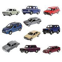 Машина металлическая коллекционная АССОРТИ 1, длина 12 см, инерционная, 10 видов, ТЕХНОПАРК N-001