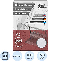 Обложки для переплета картонные ProfiOffice A3 270 г/кв.м белые текстура кожа (100 штук в упаковке) фото Обложки для переплета картонные ProfiOffice A3 270 г/кв.м белые текстура кожа (100 штук в упаковке)