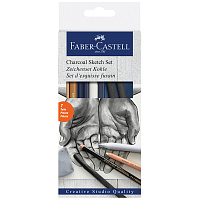 Набор угля и угольных карандашей Faber-Castell " Goldfaber Charcoal Sketch" 7 предметов, картон. упаковка фото Набор угля и угольных карандашей Faber-Castell " Goldfaber Charcoal Sketch" 7 предметов, картон. упаковка