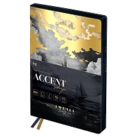 Ежедневник датированный 2026г., А6+, 176л., мягкий переплет, кожзам, BG "Accent. Ship", отд. фольгой, цветной срез фото Ежедневник датированный 2026г., А6+, 176л., мягкий переплет, кожзам, BG "Accent. Ship", отд. фольгой, цветной срез