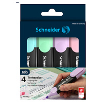 Набор текстовыделителей Schneider "Job" 04цв., пастельные ассорти, 1-5мм, прозрачный чехол/картонная упаковка фото Набор текстовыделителей Schneider "Job" 04цв., пастельные ассорти, 1-5мм, прозрачный чехол/картонная упаковка