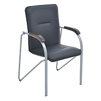 Стул Helmi HL-F03 "Самба", каркас металл алюм., экокожа, черный, орех BOX2 фото Стул Helmi HL-F03 "Самба", каркас металл алюм., экокожа, черный, орех BOX2