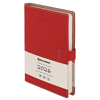 Ежедневник датированный 2025, А5, 143х218 мм, BRAUBERG "Journal", под кожу, застежка, держатель для ручки, органайзер, красный, 117380 фото Ежедневник датированный 2025, А5, 143х218 мм, BRAUBERG "Journal", под кожу, застежка, держатель для ручки, органайзер, красный, 117380