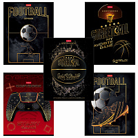 Тетрадь А5 48 л. HATBER скоба, клетка, матовая ламинация, 3D, "Ассорти" (5 видов в спайке), 48Т5лофВ1