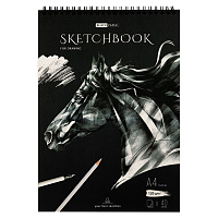Скетчбук 40л., А4 ArtSpace "Black line. Horse", на гребне, черный блок, 120г/м2 фото Скетчбук 40л., А4 ArtSpace "Black line. Horse", на гребне, черный блок, 120г/м2