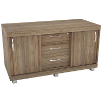 Тумба-купе сервисная Комус Мебель Easy Director с центральным замком (дуб шамони темный, 1200x540x640 мм, 3 ящика)