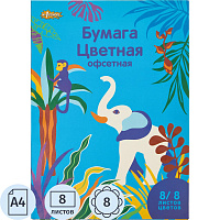 Бумага цветная №1 School Живая природа (А4, 8 листов, 8 цветов, офсетная) фото Бумага цветная №1 School Живая природа (А4, 8 листов, 8 цветов, офсетная)