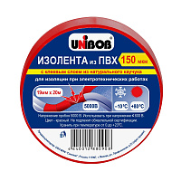 Изолента Unibob ПВХ красная 19 мм х 20 м красная фото Изолента Unibob ПВХ красная 19 мм х 20 м красная