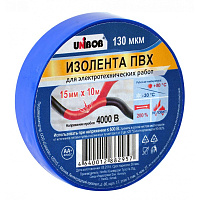 Изолента Unibob ПВХ синяя 15 мм х 10 м синяя фото Изолента Unibob ПВХ синяя 15 мм х 10 м синяя