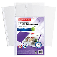 Папки-файлы перфорированные А4 BRAUBERG "EXTRA 1000", КОМПЛЕКТ 50 шт., гладкие, ПЛОТНЫЕ, 100 мкм, 229672 фото Папки-файлы перфорированные А4 BRAUBERG "EXTRA 1000", КОМПЛЕКТ 50 шт., гладкие, ПЛОТНЫЕ, 100 мкм, 229672
