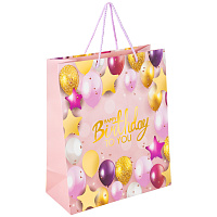 Пакет подарочный (1 штука) 26x13x32 см, ЗОЛОТАЯ СКАЗКА "Happy Birthday", фольга, розовый, 608238 фото Пакет подарочный (1 штука) 26x13x32 см, ЗОЛОТАЯ СКАЗКА "Happy Birthday", фольга, розовый, 608238
