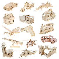 Сборная модель из дерева, АССОРТИ, 15 видов, РК