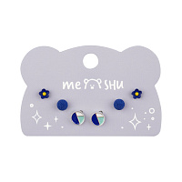 Серьги MESHU, бижутерия, синие, 3 пары, европодвес фото Серьги MESHU, бижутерия, синие, 3 пары, европодвес
