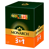 Кофе растворимый Monarch "Classic", 3в1, порошкообразный, порционный, 24 пакетиков*13,5г, мягкая упаковка фото Кофе растворимый Monarch "Classic", 3в1, порошкообразный, порционный, 24 пакетиков*13,5г, мягкая упаковка