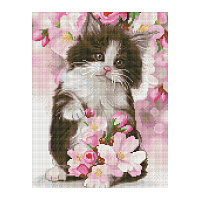 Алмазная мозаика ТРИ СОВЫ "Котенок в цветах", 30*40см, холст, картонная коробка с пластиковой ручкой фото Алмазная мозаика ТРИ СОВЫ "Котенок в цветах", 30*40см, холст, картонная коробка с пластиковой ручкой