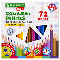 Карандаши цветные BRAUBERG KIDS NEW, 72 цвета, трехгранные, грифель 3 мм, 182005 фото Карандаши цветные BRAUBERG KIDS NEW, 72 цвета, трехгранные, грифель 3 мм, 182005
