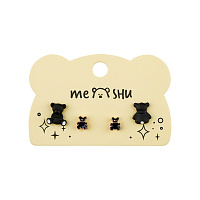 Серьги MESHU "Bears", бижутерия, 2 пары, европодвес фото Серьги MESHU "Bears", бижутерия, 2 пары, европодвес