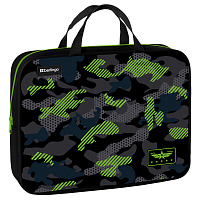 Папка текстильная с ручками 1 отделение, А4 Berlingo "Black and green", 350*265*80мм, текстиль, на молнии фото Папка текстильная с ручками 1 отделение, А4 Berlingo "Black and green", 350*265*80мм, текстиль, на молнии