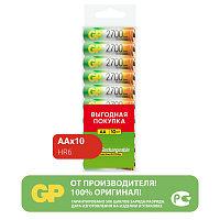 Батарейки аккумуляторные GP, АА (HR6), Ni-Mh, 2650 mAh, 10 шт, пластиковый бокс, 270AAHC-CRB10 фото Батарейки аккумуляторные GP, АА (HR6), Ni-Mh, 2650 mAh, 10 шт, пластиковый бокс, 270AAHC-CRB10