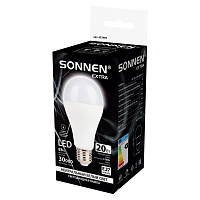 Лампа светодиодная SONNEN EXTRA, 20 (150) Вт, Е27, груша, нейтральный белый, 30000 ч, LED A65-20W-4000-Е27, 457899