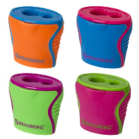 Точилка BRAUBERG "Mix Dual", 2 отверстия для чернографитных карандашей (в том числе утолщенных), с контейнером, корпус ассорти, 228449 фото Точилка BRAUBERG "Mix Dual", 2 отверстия для чернографитных карандашей (в том числе утолщенных), с контейнером, корпус ассорти, 228449