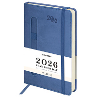 Ежедневник датированный 2026, А5, 138x213 мм, BRAUBERG "Optimal", под кожу, резинка, держатель для ручки, синий, 117464 фото Ежедневник датированный 2026, А5, 138x213 мм, BRAUBERG "Optimal", под кожу, резинка, держатель для ручки, синий, 117464